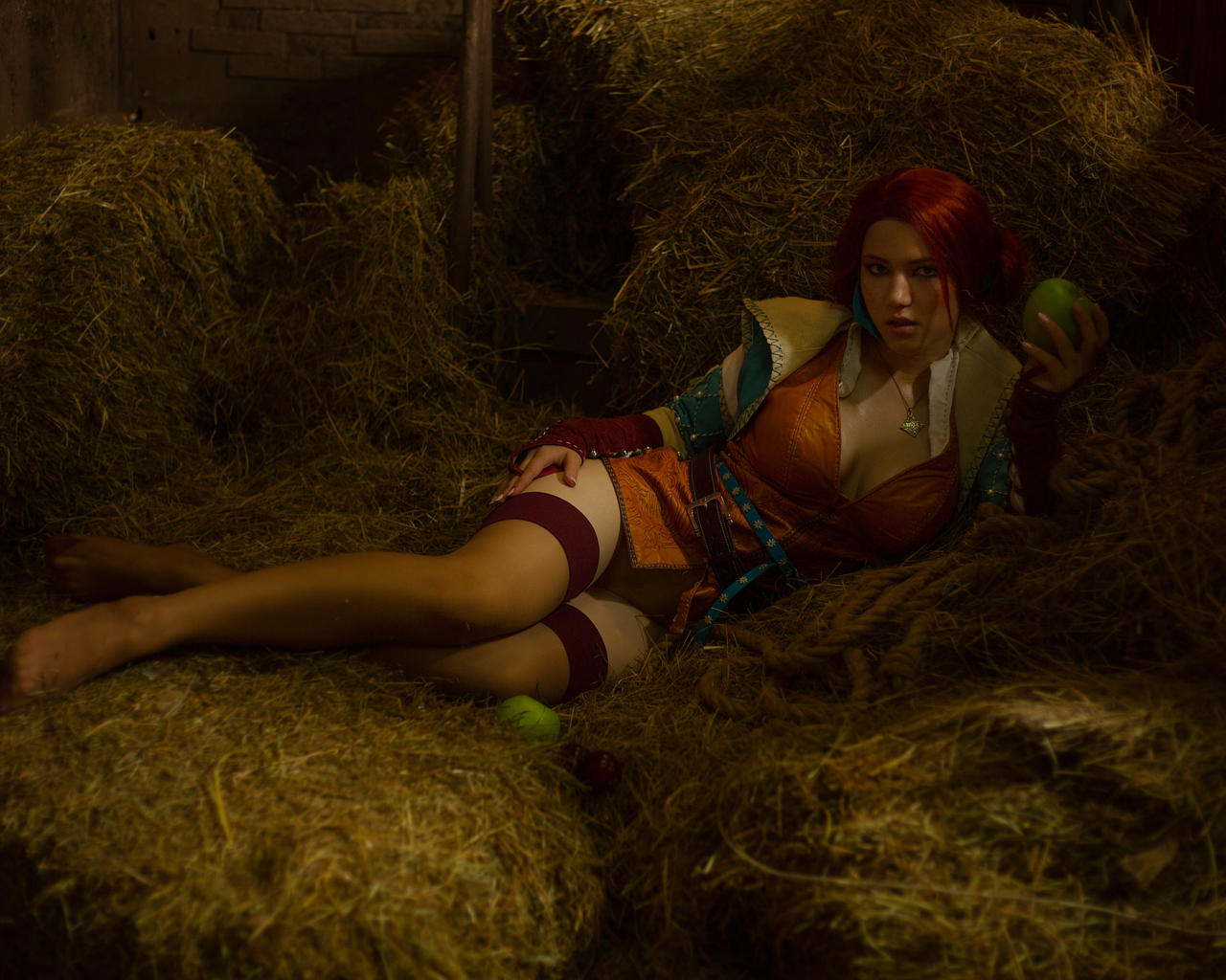 lada lyumos, barn, cleavage, legs