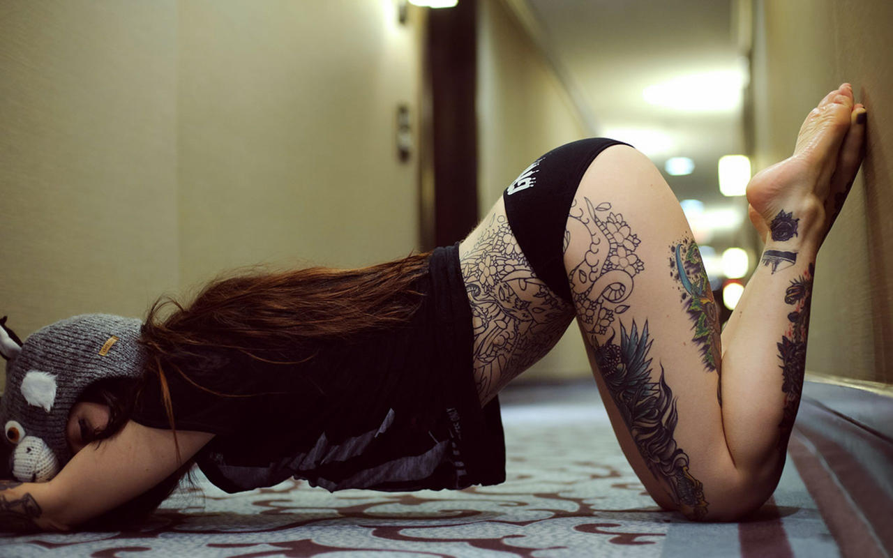 brunette, sexy girl, panties, tattoo, littlehuman, coreylala, emo, corey