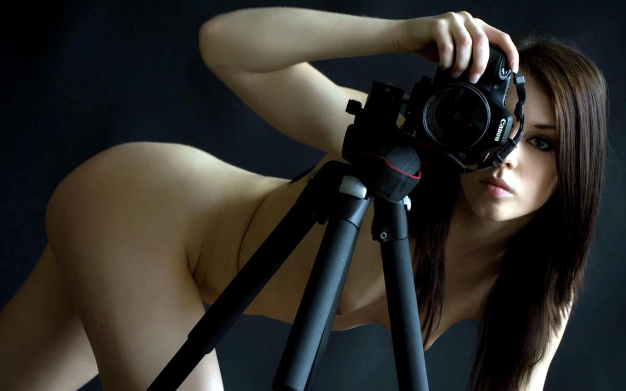brunette, nude, photographer, camera