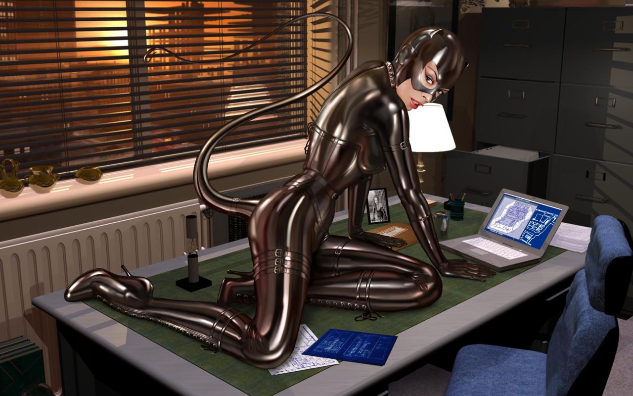 3d, babe, lingerie, latex, fetish, catwoman, art, shiny clothes, catsuit, boots, mask, gloves, rubber, lingerie, virtual babe, fetish babe, 3d latex, babes in boots, rubberdoll