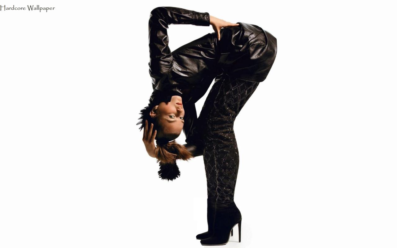 andrea diaconou, blonde, young, slim, fashion model, sexy babe, pigtail, bend forward, black, leather, jacket, crotch boots, fashion, minimalist wall, own cut, boots, real celebs wall, babes in boots