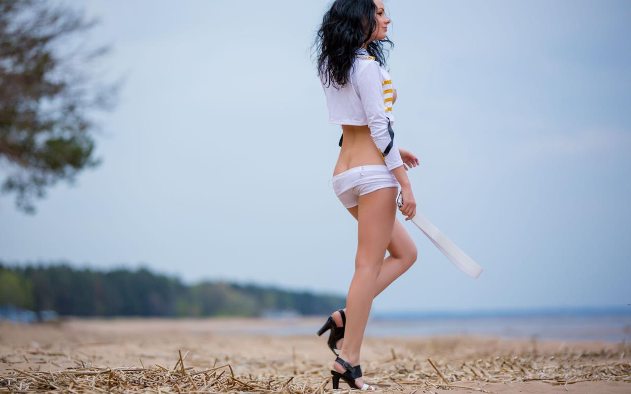 katie, brunette, sexy girl, adult model, sexy shorts, sexy legs, sandals, wild hair, outdoors, :), beautiful