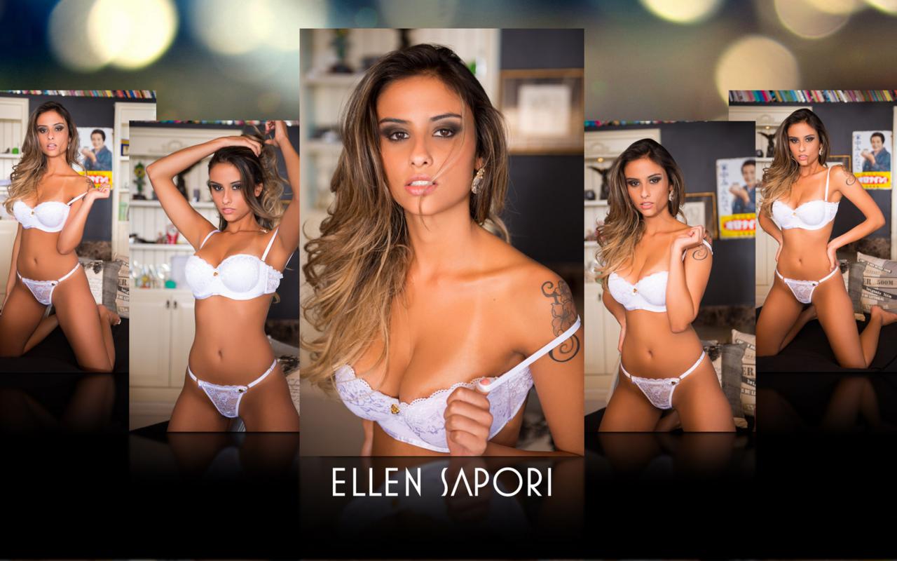 ellen sapori, model, brazilian, latina, long hair, lingerie, tattoo, widescreen cut, white lingerie, collage