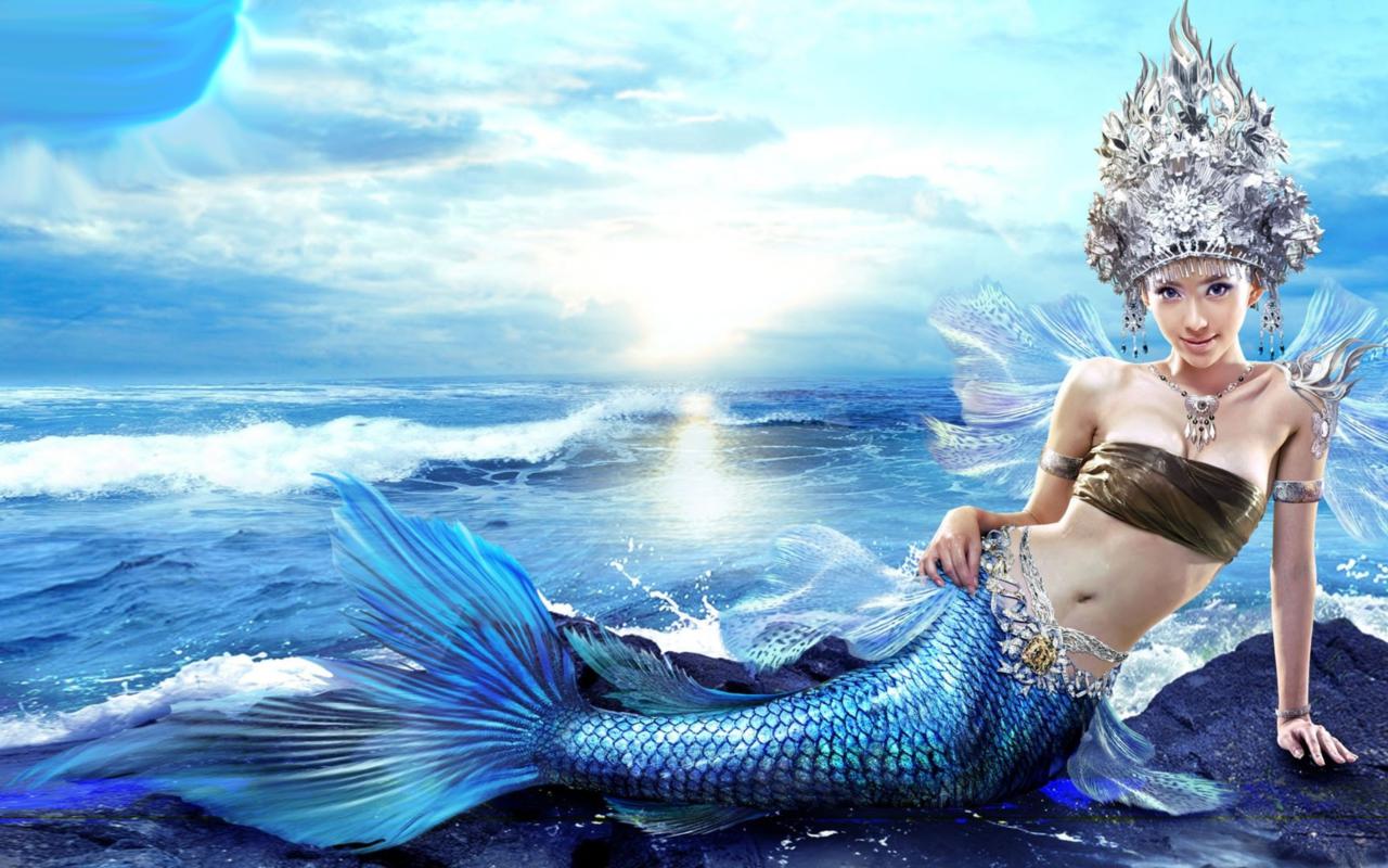 cosplay, mermaid, blue, scales, silver, head, piece