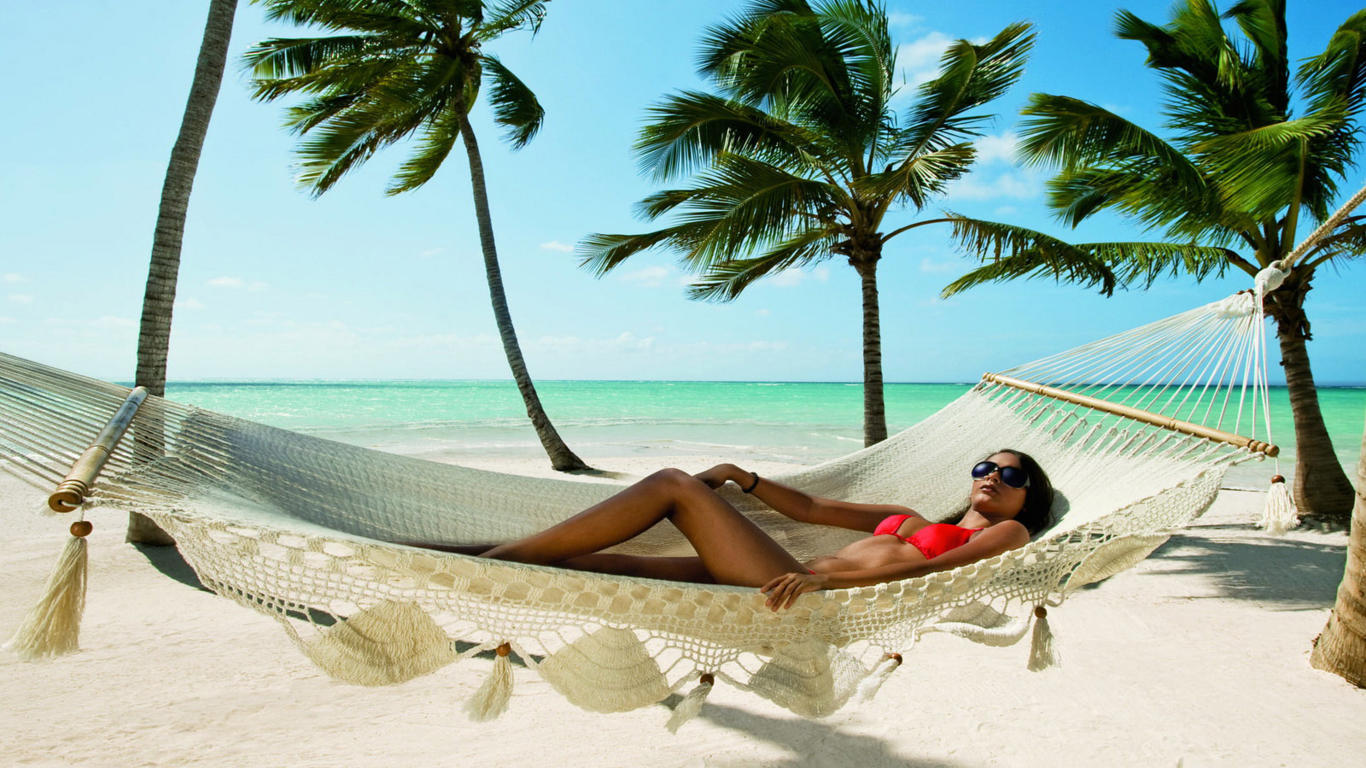 brunette, bikini, glasses, sexy, palms, sea, beach, sand