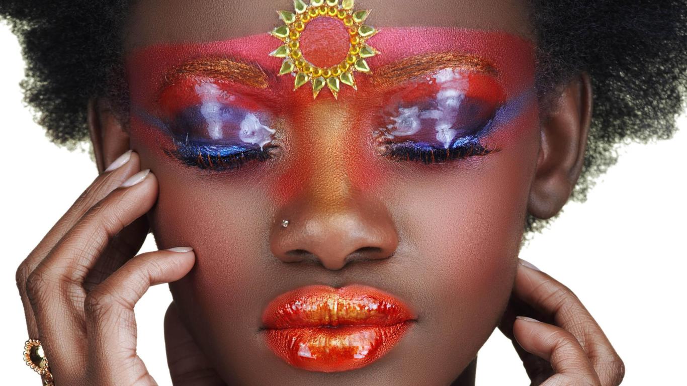 brunette, ebony, make-up, eyes, lips