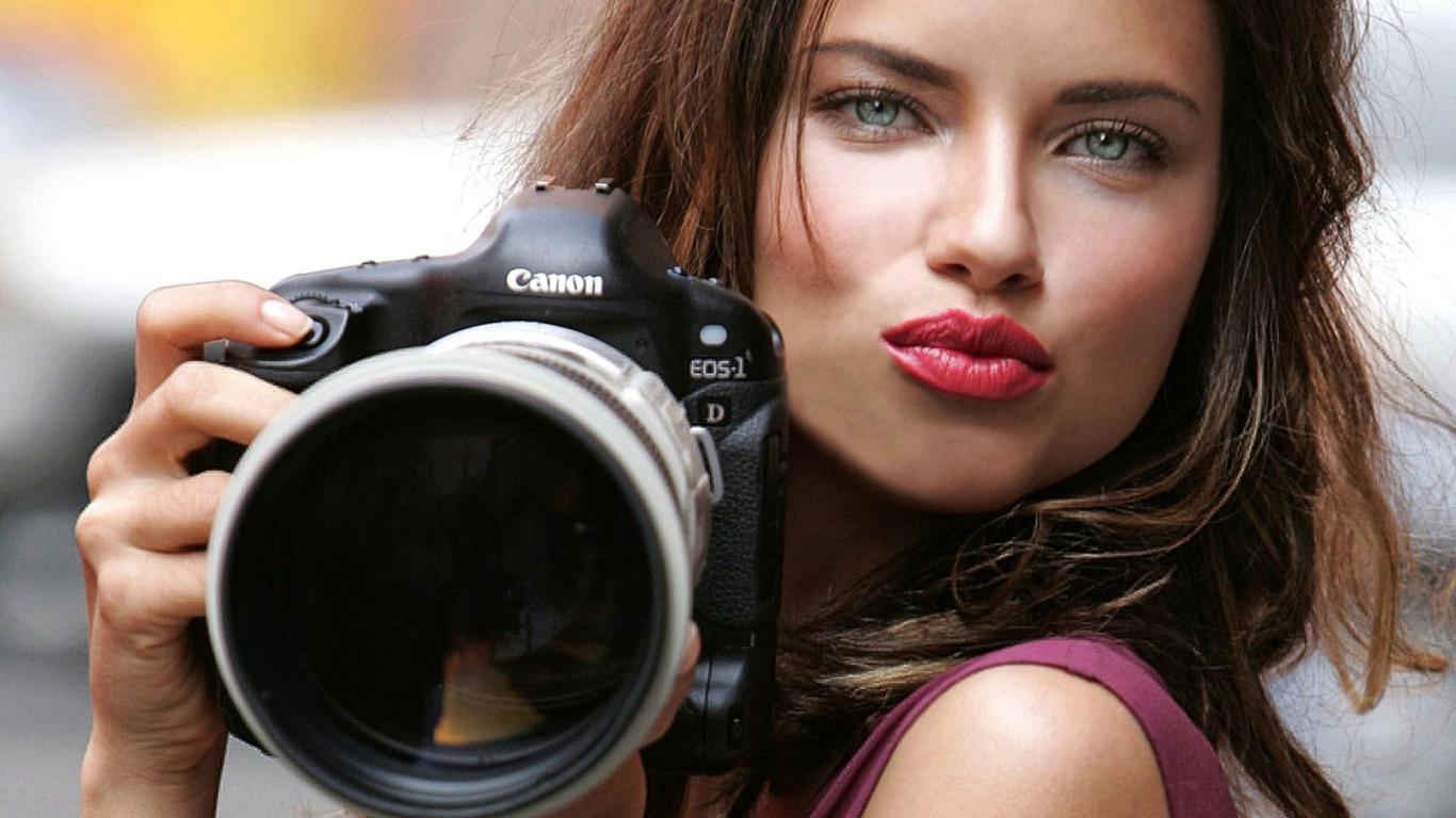 adriana lima, model, brunette, kiss, lips, camera, real celebs wall
