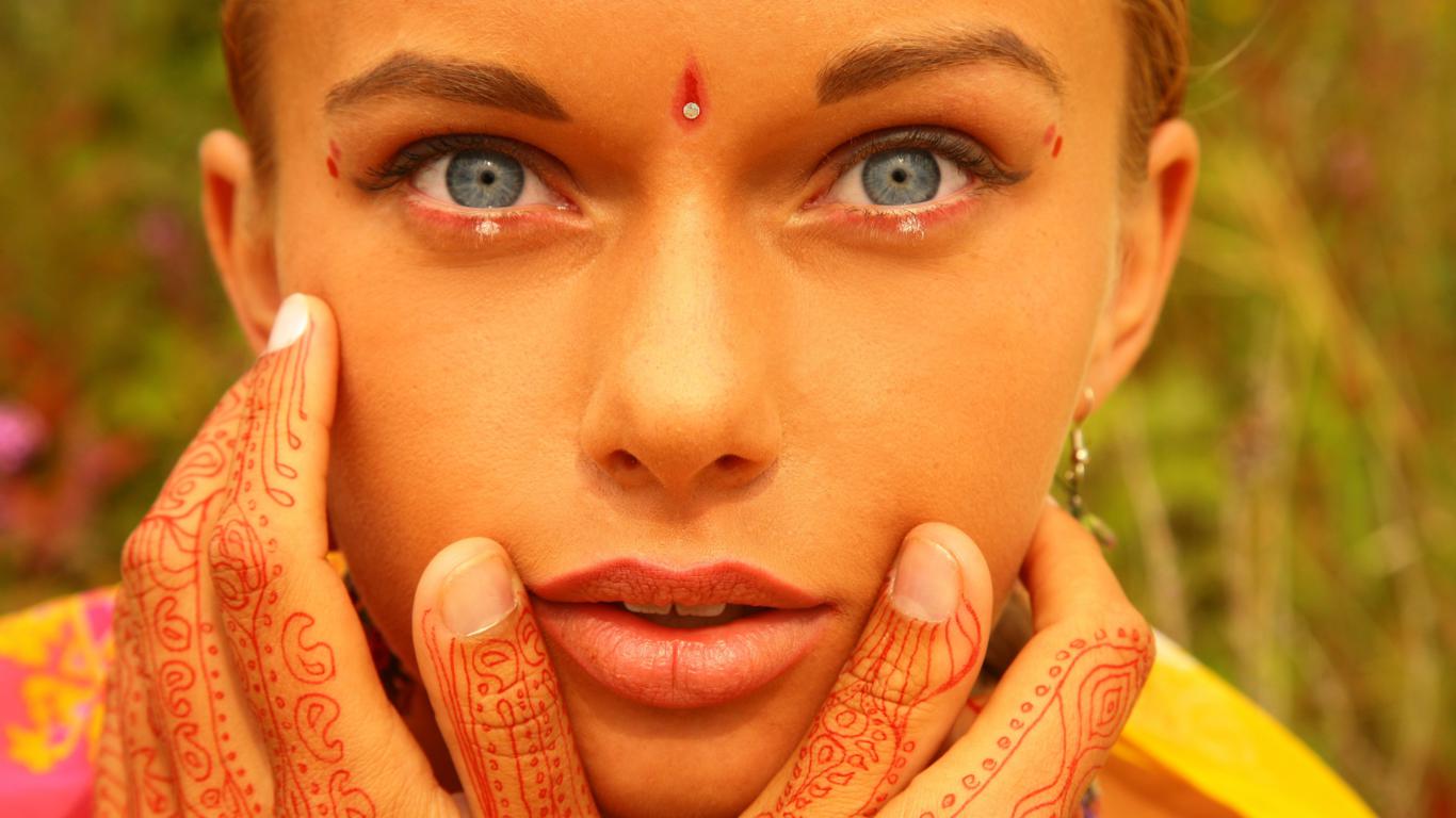 face, blue eyes, wonderful, tattoo, close-up, body art, sexy, hi-q, milena d