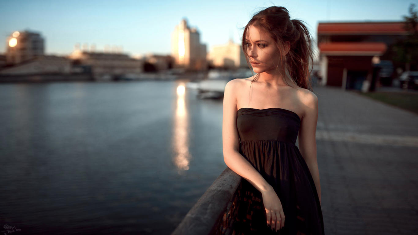 Download Photo X Ksenia Kokoreva Model Pretty Babe Brunette Russian Dress River