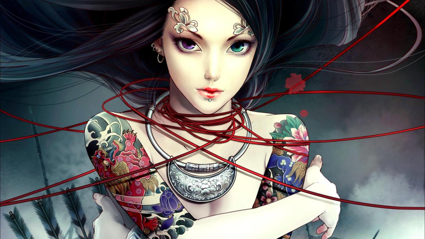 games, girl, tattoo, archer