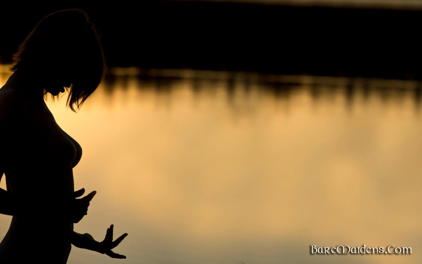 nude, sunset, water, side, art, boobs, tits, silhouette, bree daniels