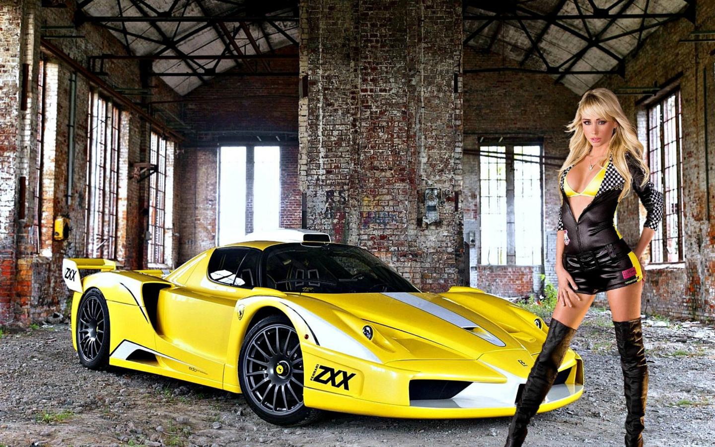 Download Photo 1440x900 Sara Jean Underwood Playboy Model Legs Boobs Ferrari Yellow Id 9746