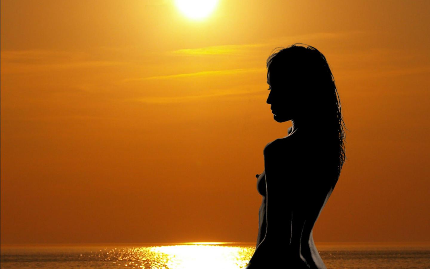 amateur, hard nipples, naked, perfect tits, silhouette, sunset