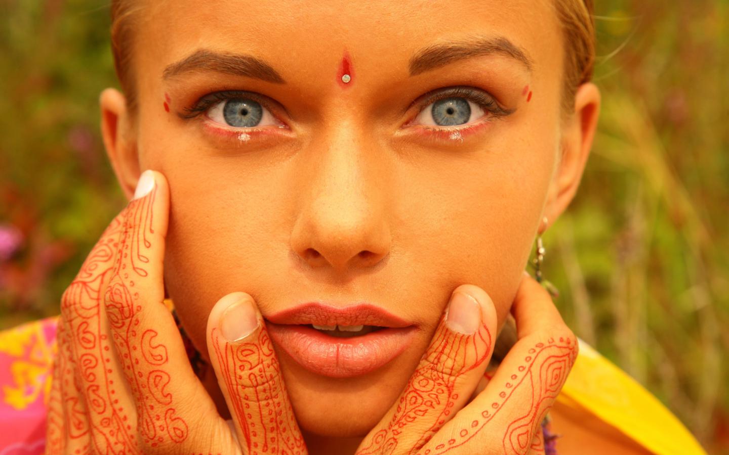 face, blue eyes, wonderful, tattoo, close-up, body art, sexy, hi-q, milena d