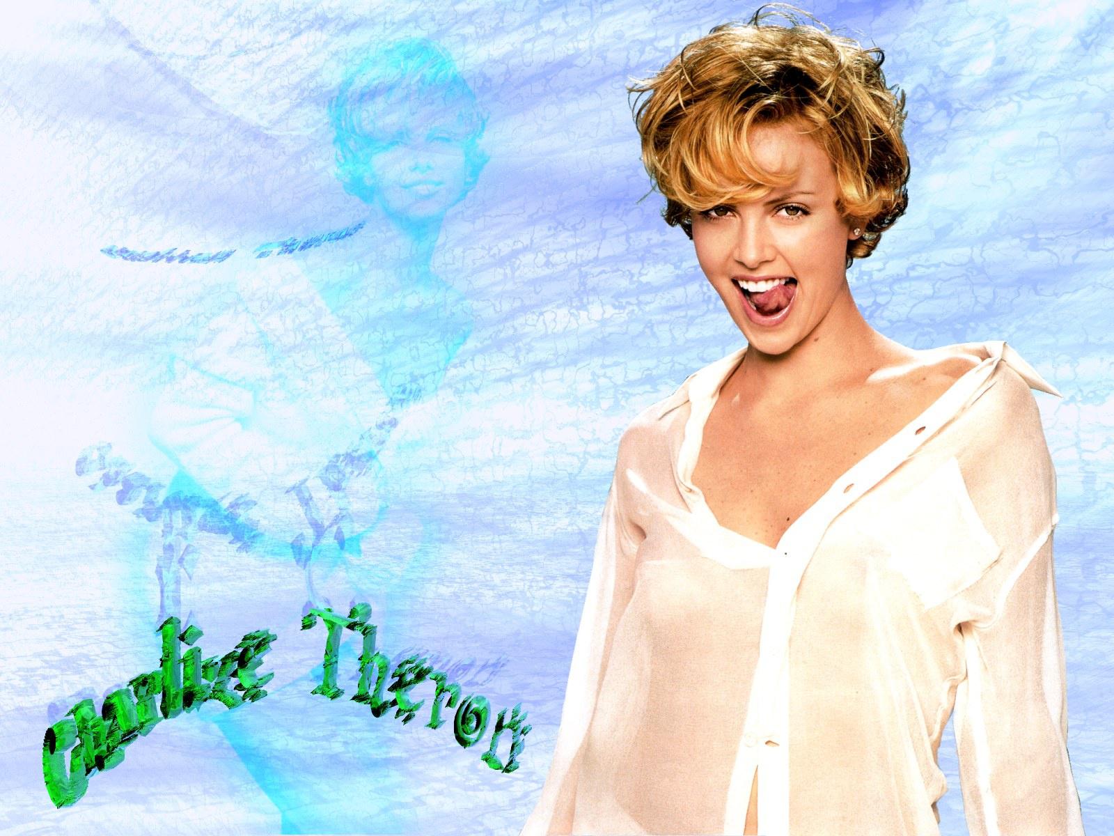 blonde, charlize theron, actress, smile, happy