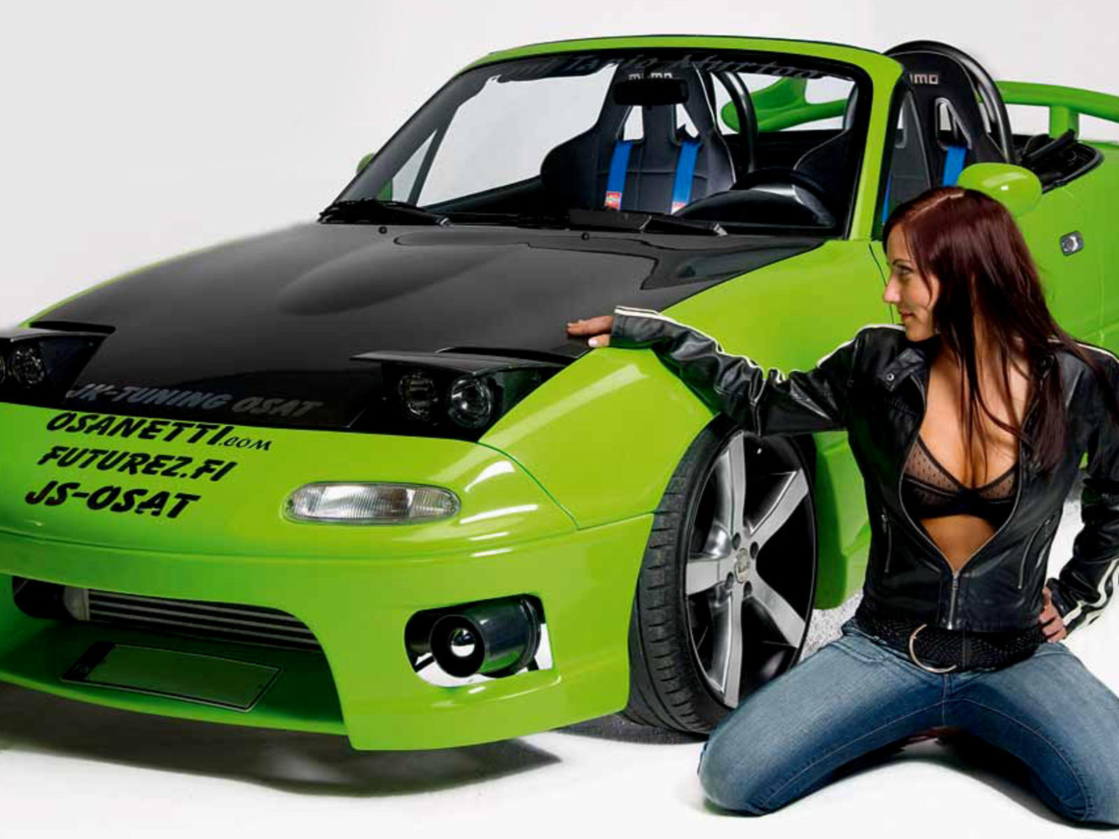 brunette, car, lingerie