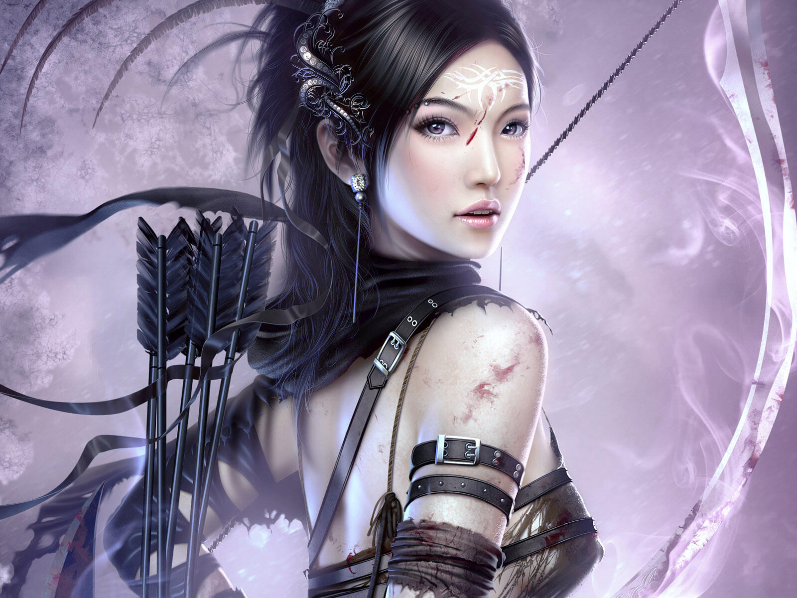 fantasy, girl, bow, arrow
