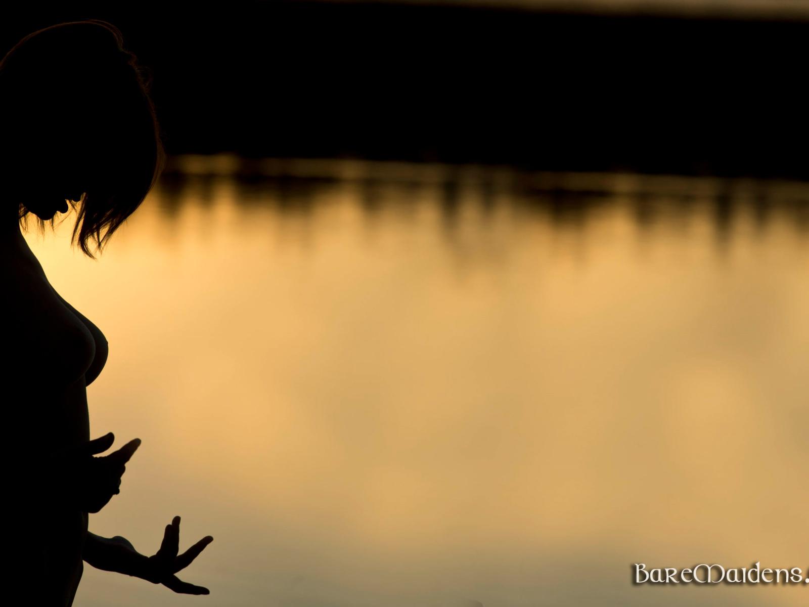 nude, sunset, water, side, art, boobs, tits, silhouette, bree daniels