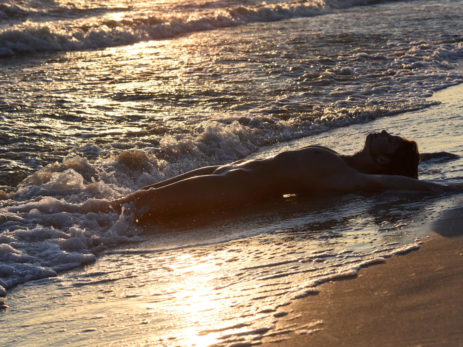 surf, body, sexy, sunset, beach, sea, wet, shaved pussy, tits, nude