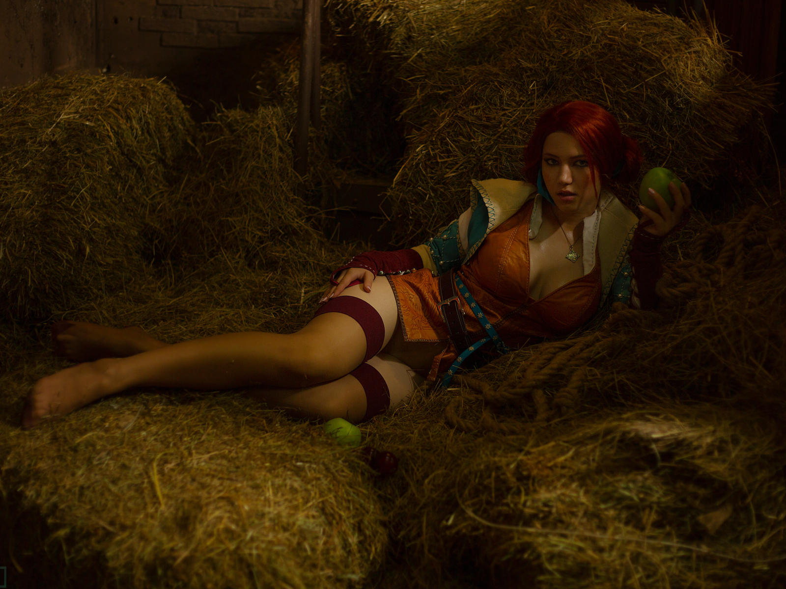 lada lyumos, barn, cleavage, legs