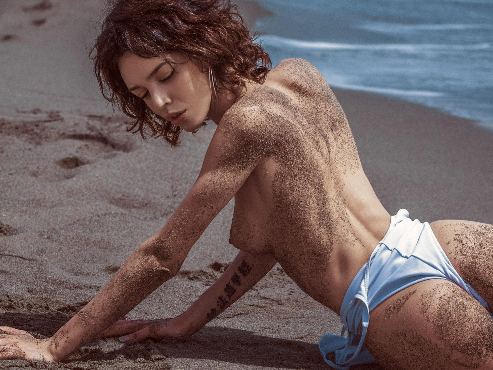 topless, sand, sea, ass, tits, dorty, beach, closed eyes