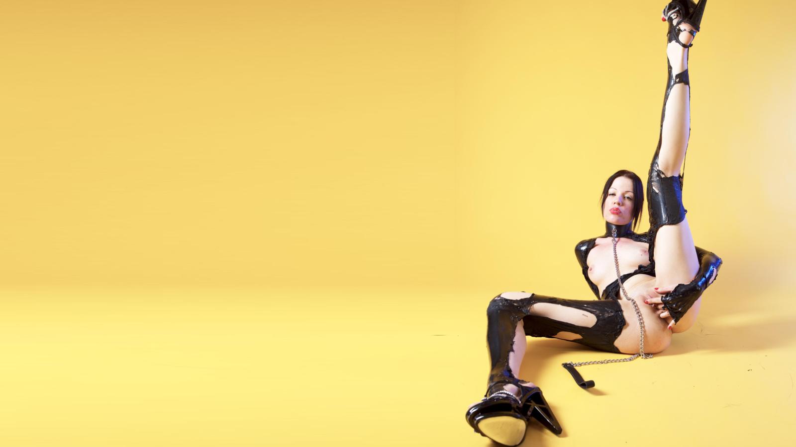 wendy, nude, brunette, laying, spread, legs, pussy, fingering, enjoy herself, heels, latex, smile, liquid latex, undressed, boobs, necktie, black, high heels, tiny tits, petite parisiennes, minimalist wall, hi-q, fetish babe