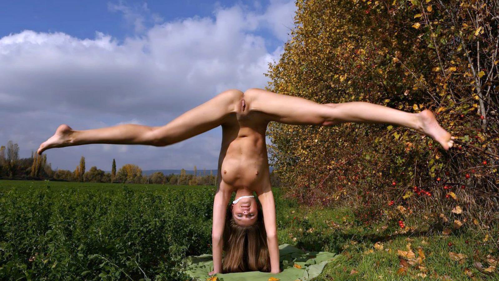 model, blonde, flexible, naked, small tits, hard nipples, hand stand, shaved pussy, big clit, ass, spread legs, nature, whore, sonya d