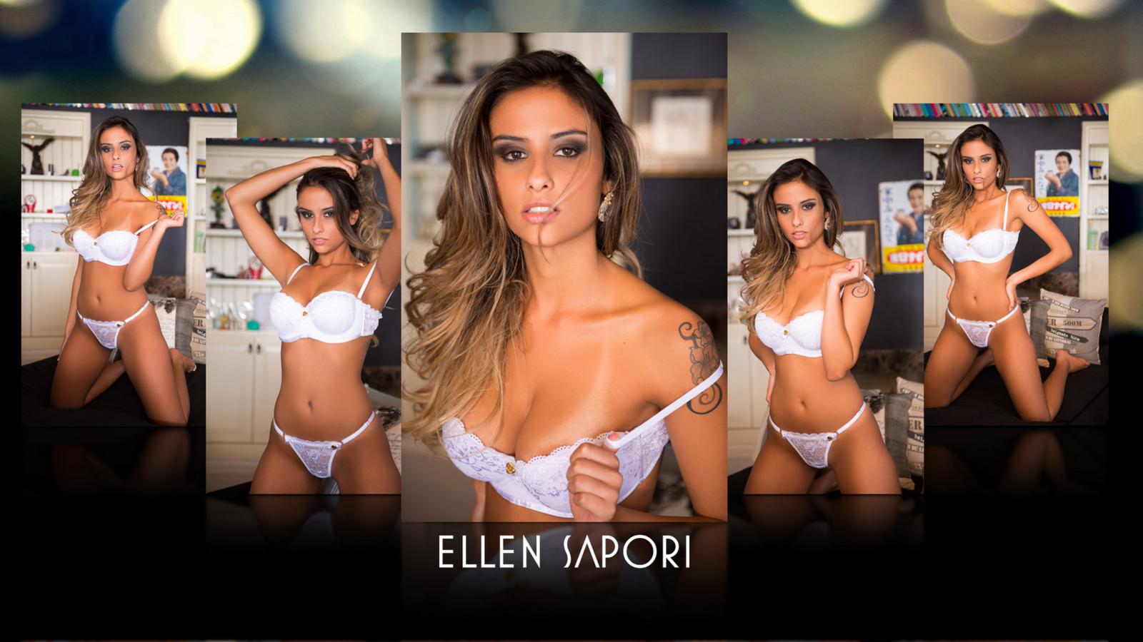 ellen sapori, model, brazilian, latina, long hair, lingerie, tattoo, widescreen cut, white lingerie, collage