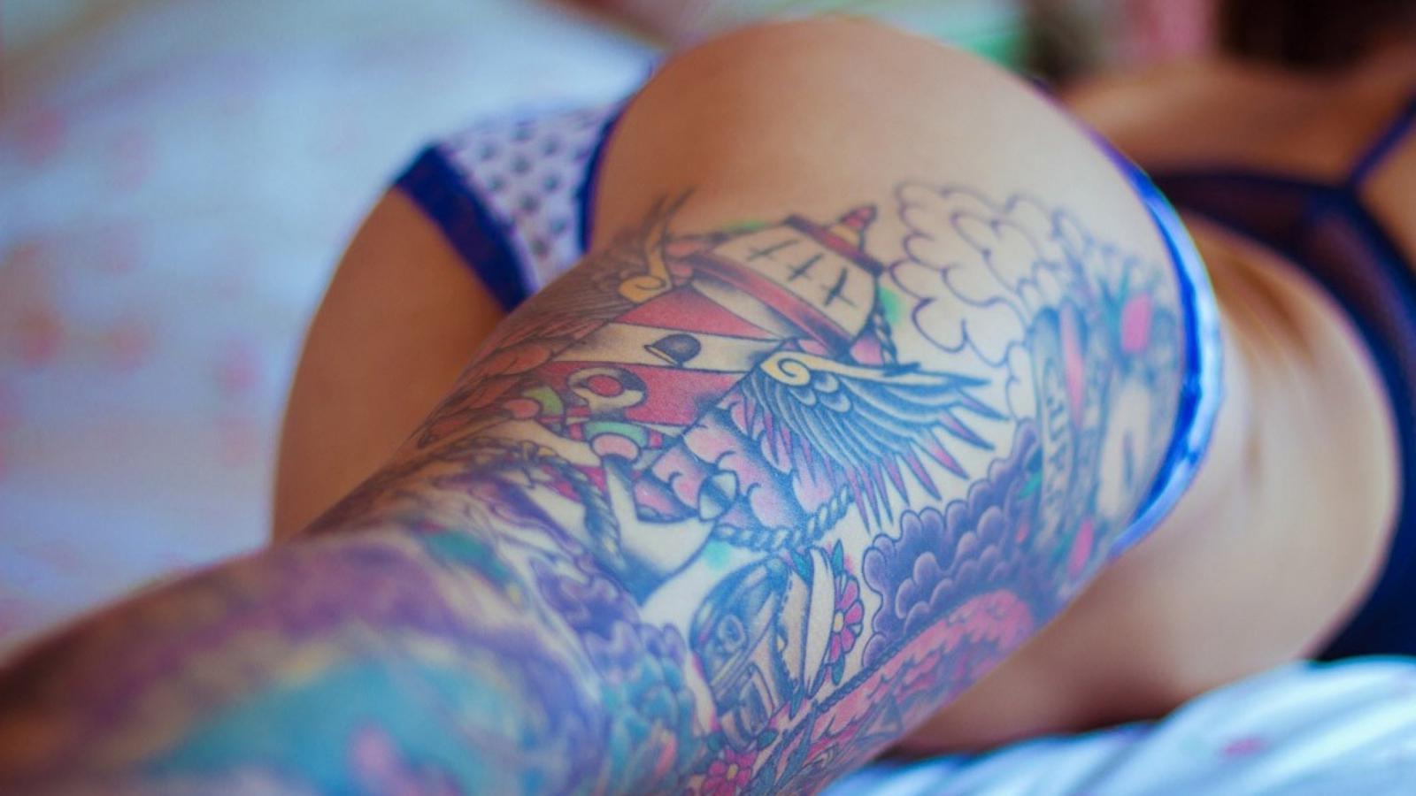 tattoo, leg, thigh, ass, butt, panties, suicide girls, sexy ass