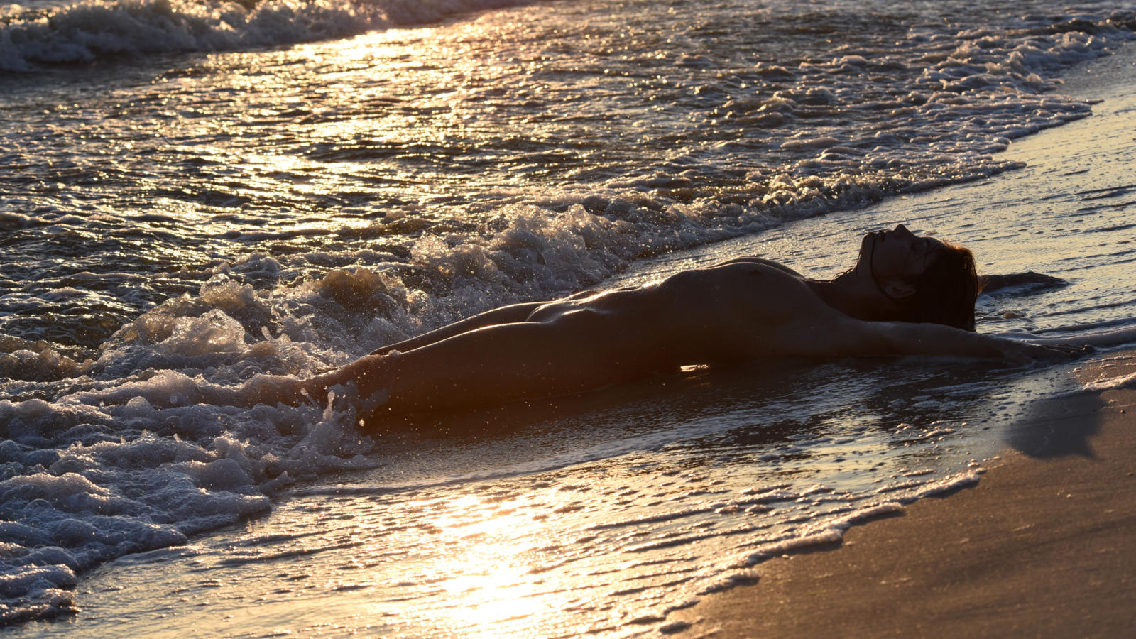 surf, body, sexy, sunset, beach, sea, wet, shaved pussy, tits, nude