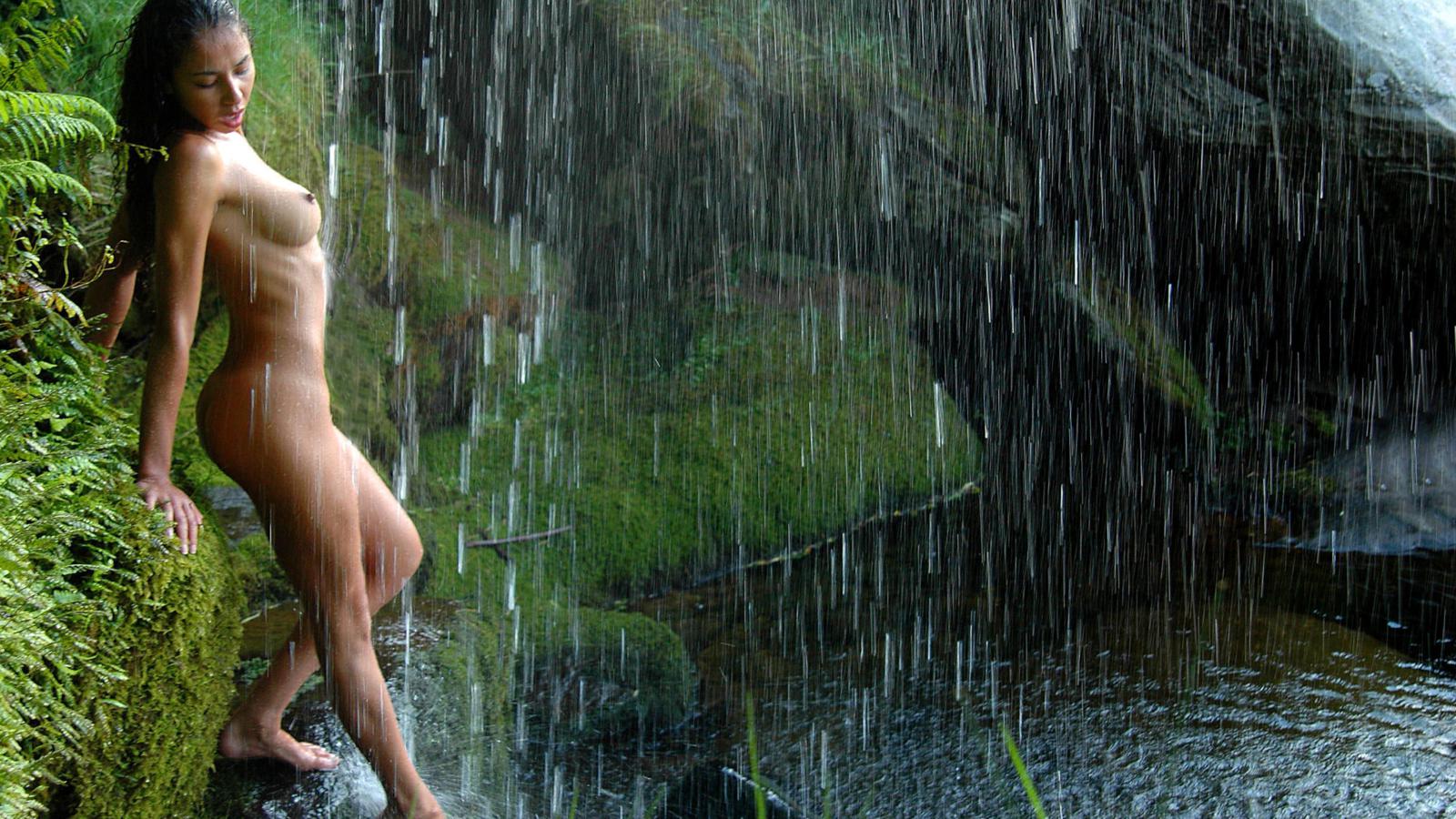 brunette, nude, naked, amateur, outdoor, nipples, water, waterfall, wet, asian, boobs, tits, exotic