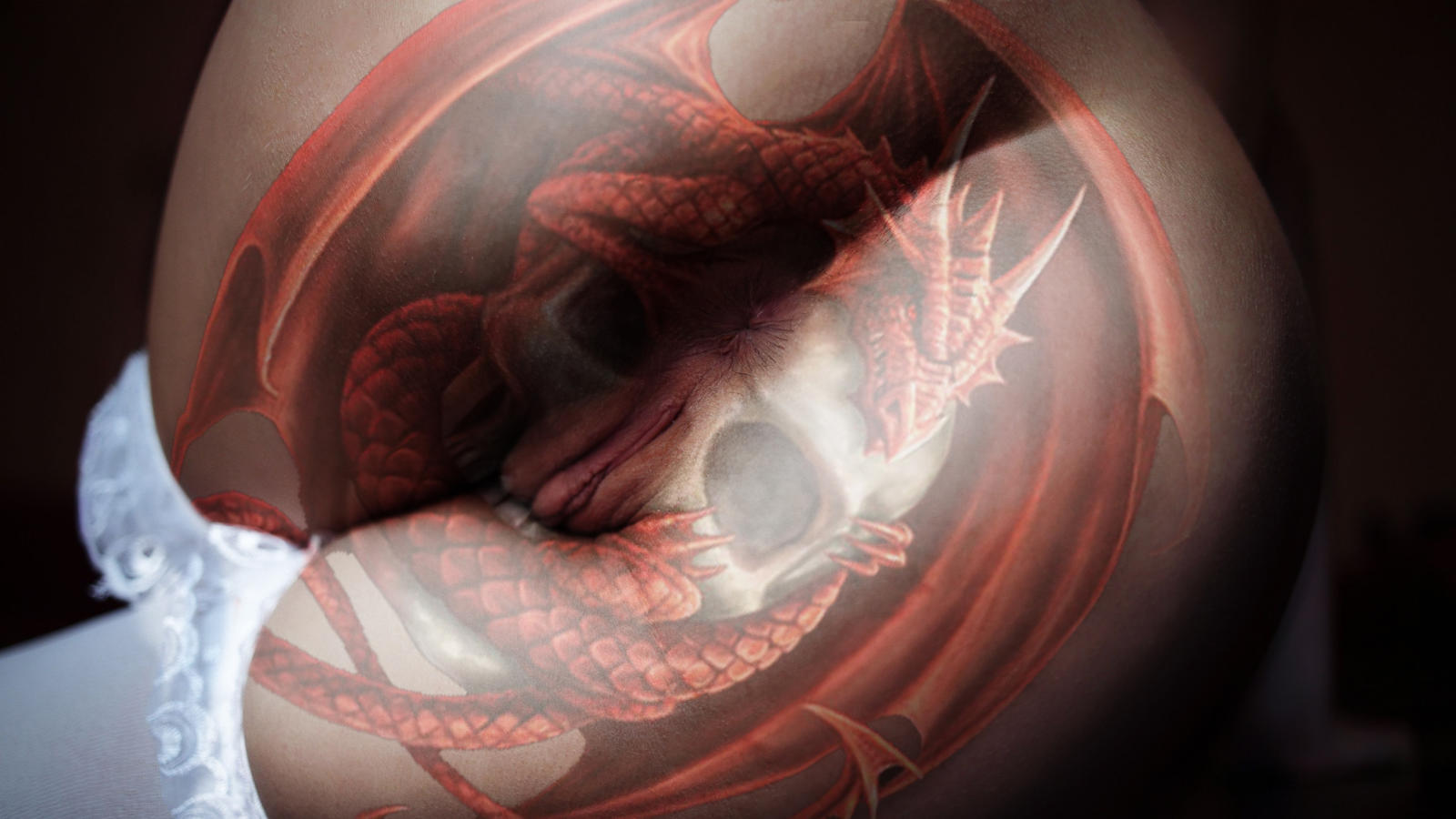 ass, pussy, nude, art, tattoo, anus, dragon, bodyart