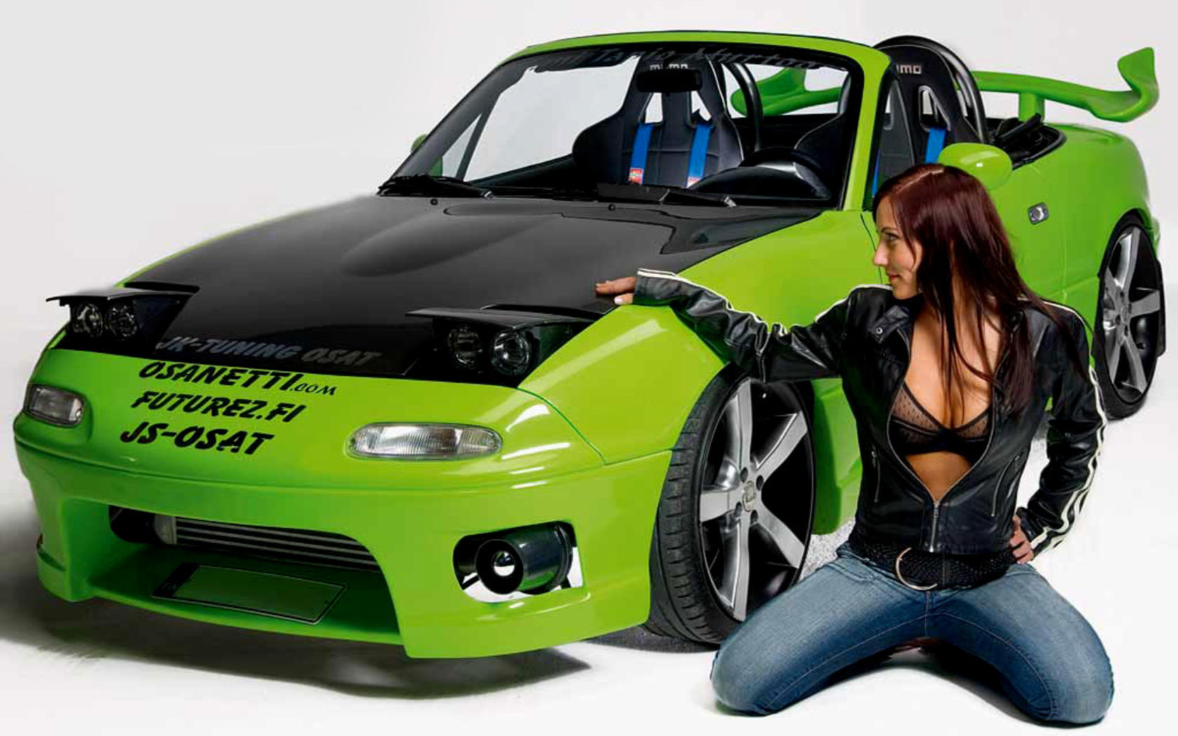 brunette, car, lingerie