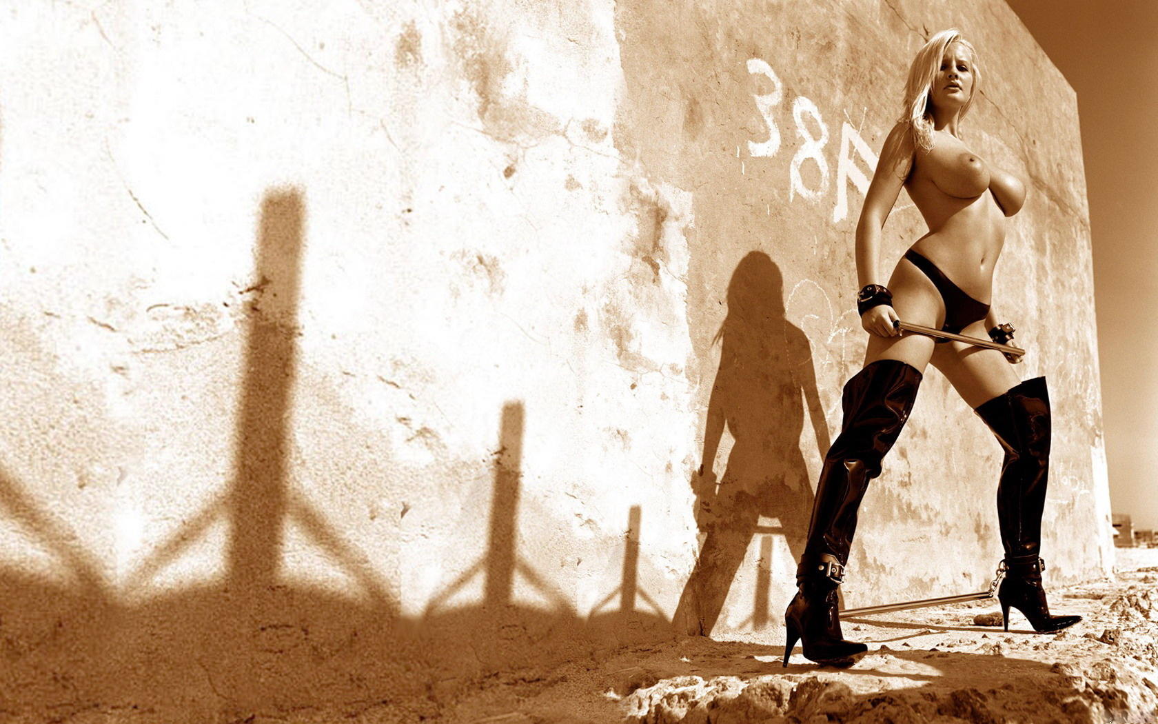 pussy, michelle marsh, blonde, sexy, big tits, outdoor, model, topless, posing, boobs, oiled, nipples, boots, panties