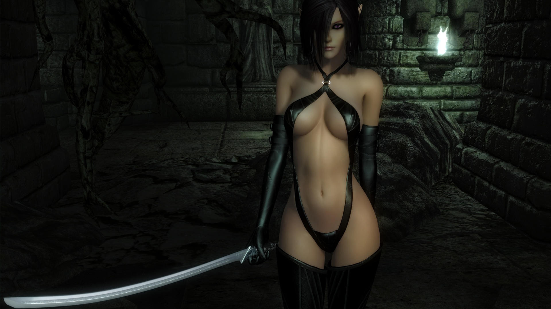 fantasy, girl, sexy, teen, sexy body, dark, artwork, cool, elf, evil, hot, cute, latex, boobs, boobies