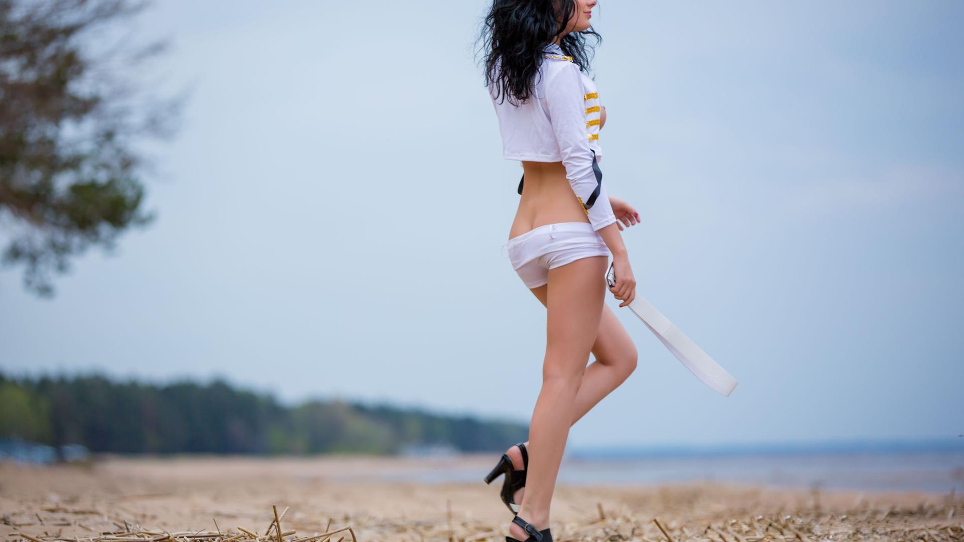 katie, brunette, sexy girl, adult model, sexy shorts, sexy legs, sandals, wild hair, outdoors, :), beautiful