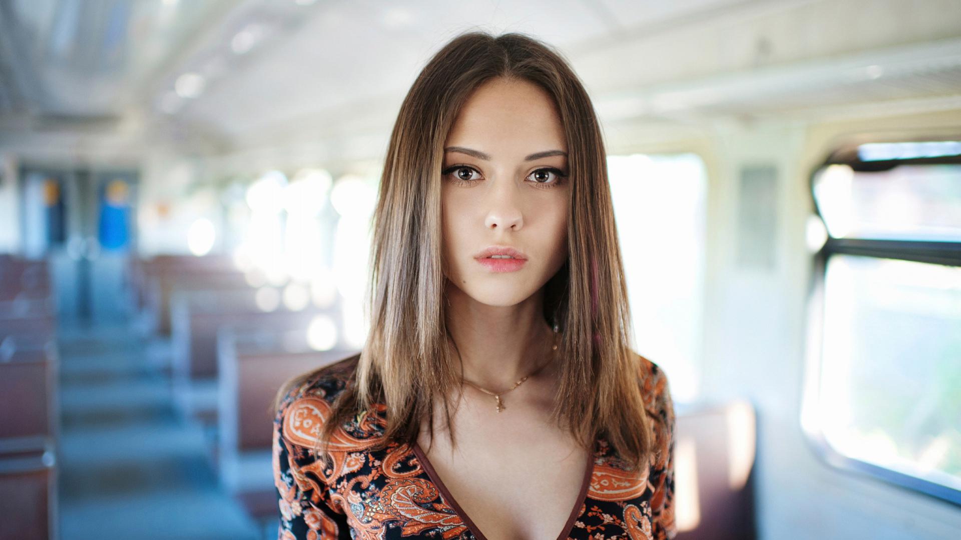 catherine timokhina, brunette, sexy girl, russian girl, lovely face, view, look