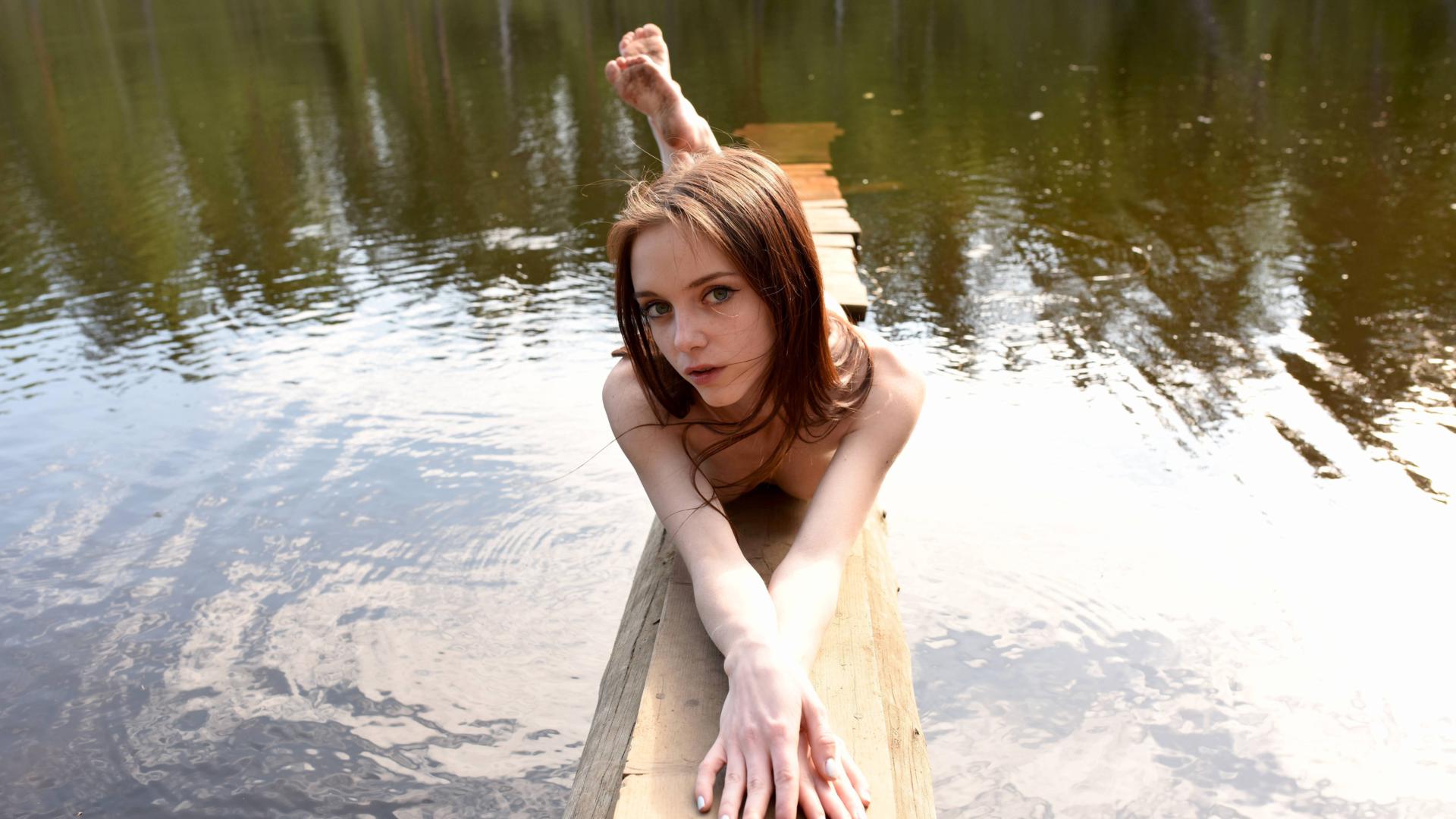 lapa, pala, taressa, model, teen, russian, naked, lake, nature