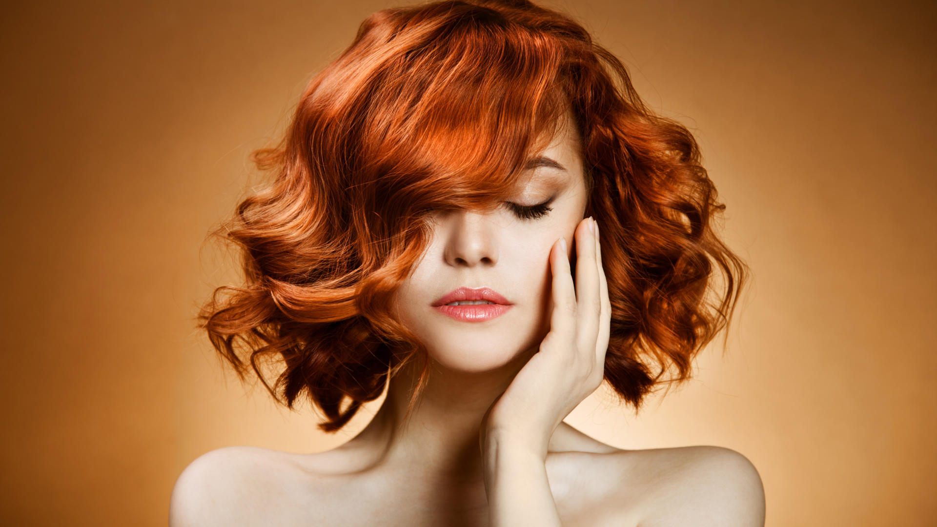 hair style, face, sexy, closed eyes, redhead, short hair