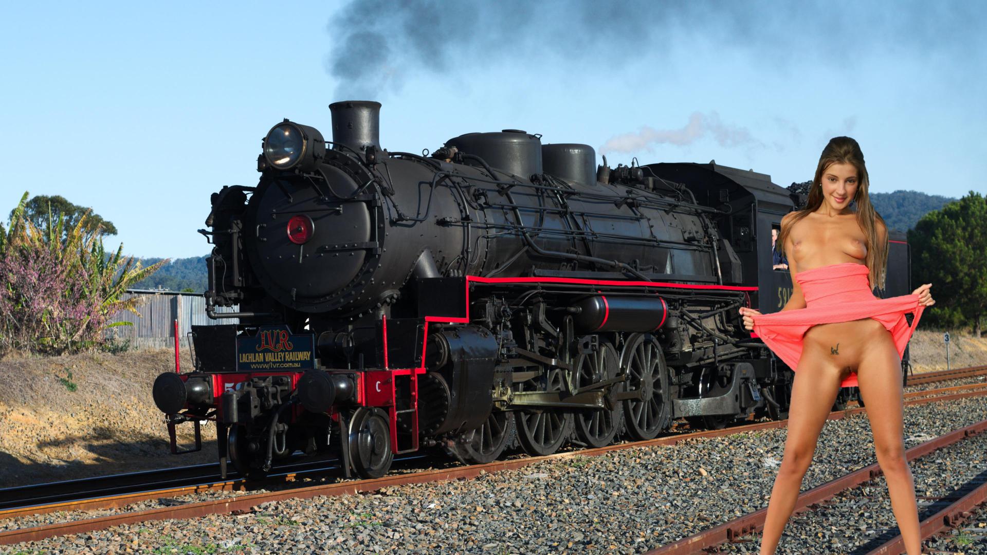 maria ryabushkina, maria, tara, melena, maria rya, brunette, dress, train, naked, tanned, boobs, tits, nipples, shaved pussy, labia, spread legs, flashing, tattoo, smile, hi-q